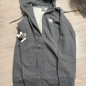 TNA aritzia Heather Gray Zip-Up Hoodie super long